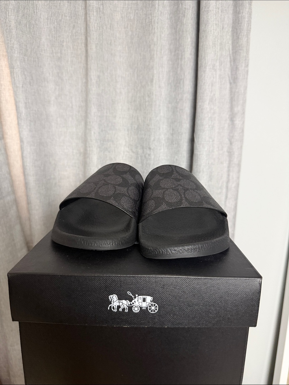 Coach Black Signature-Print Slide Sandals - Picture 2 of 5